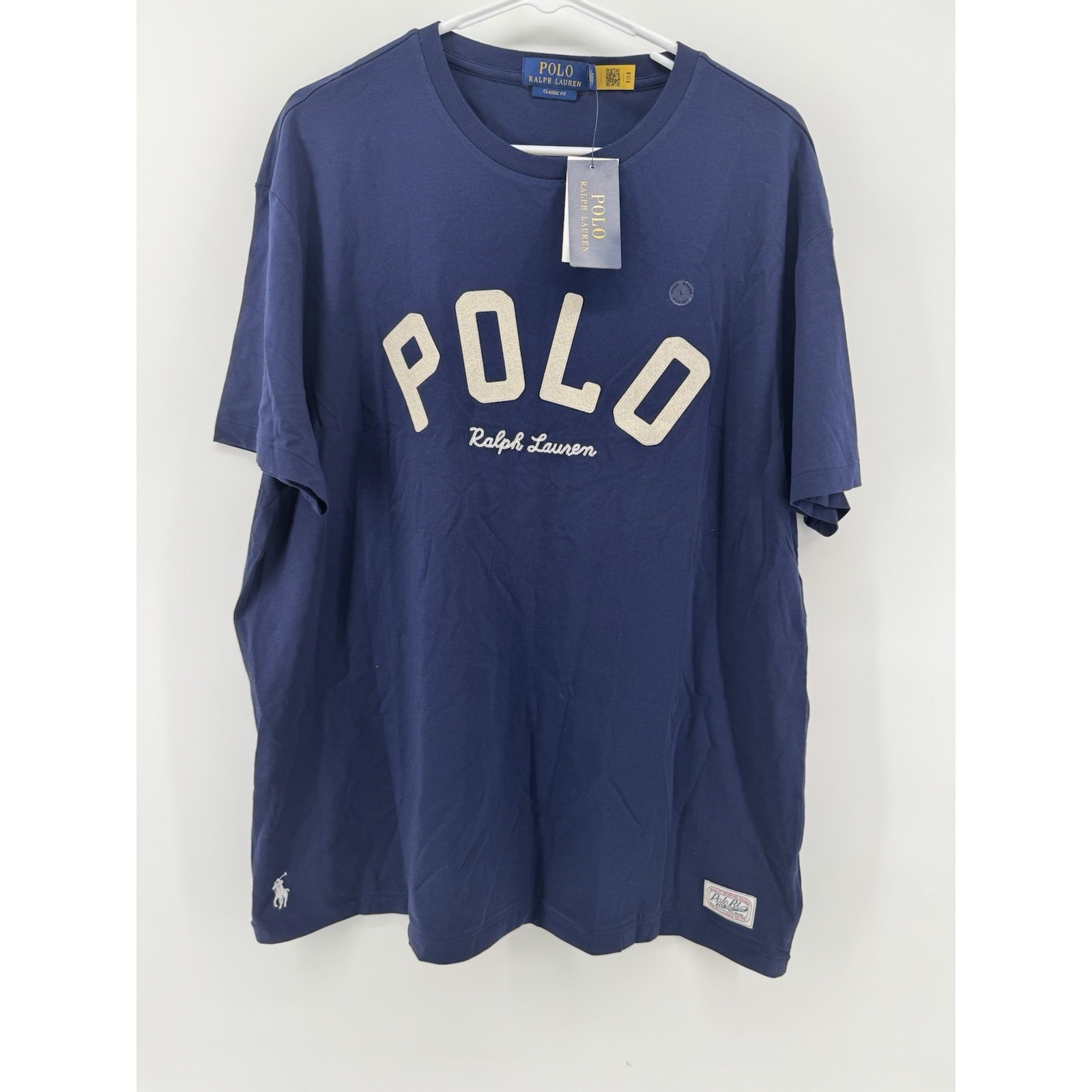 New Polo Ralph Lauren Size L Men's T Shirt Crew Navy Polo Patch Logo